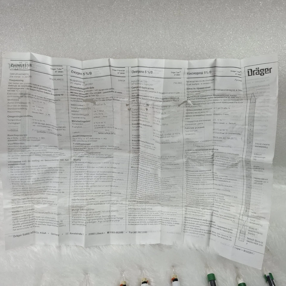 DRAGER TUBE 67 28081 TESTING TUBES